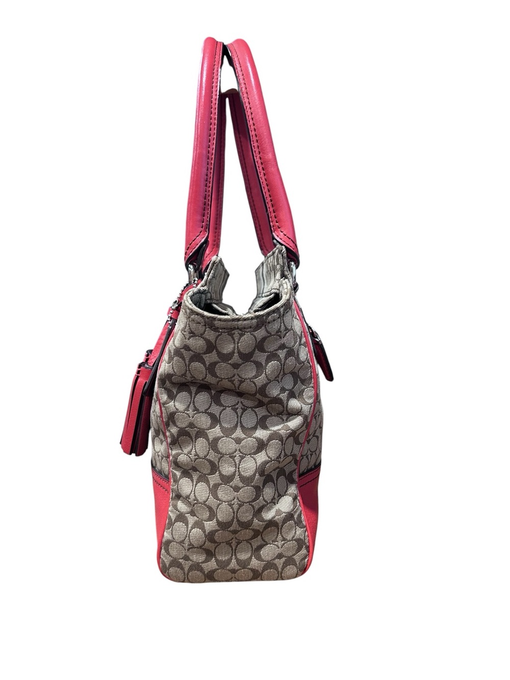 Coach Beige Signature Stripe East West Satchel - Picture 3 of 10
